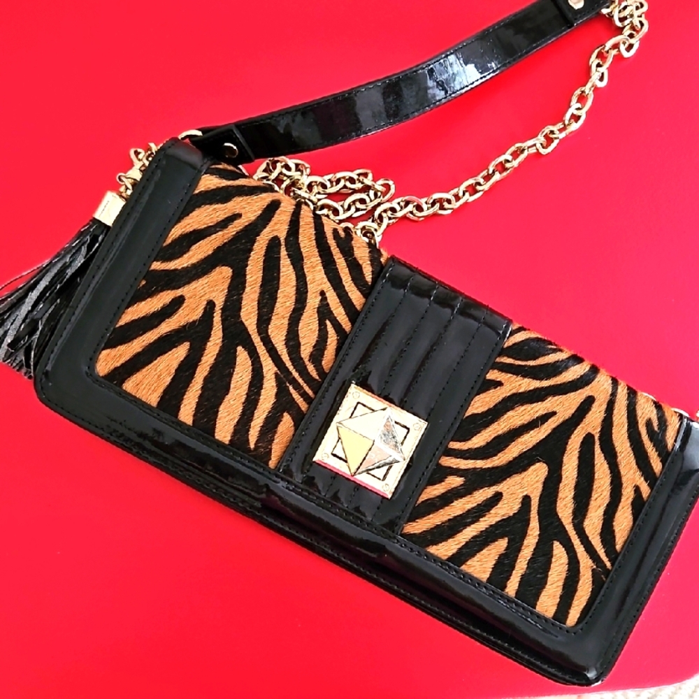White House Black Market Zebra Print Clutch.